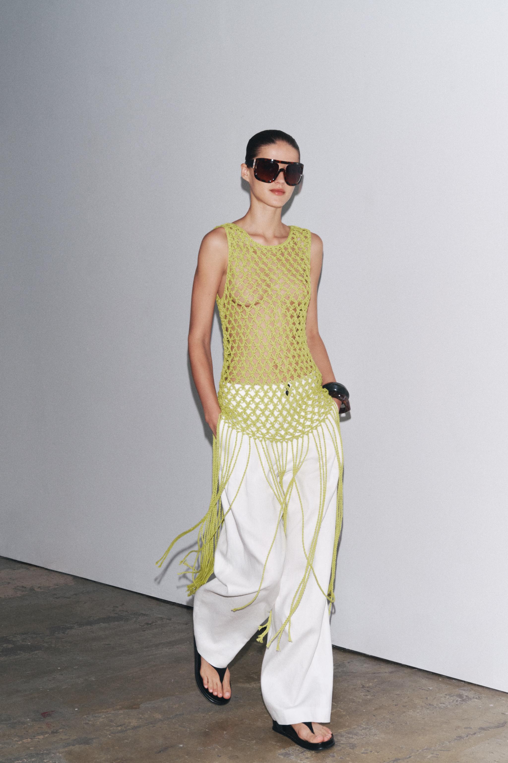 Fringed Crochet Knit Top