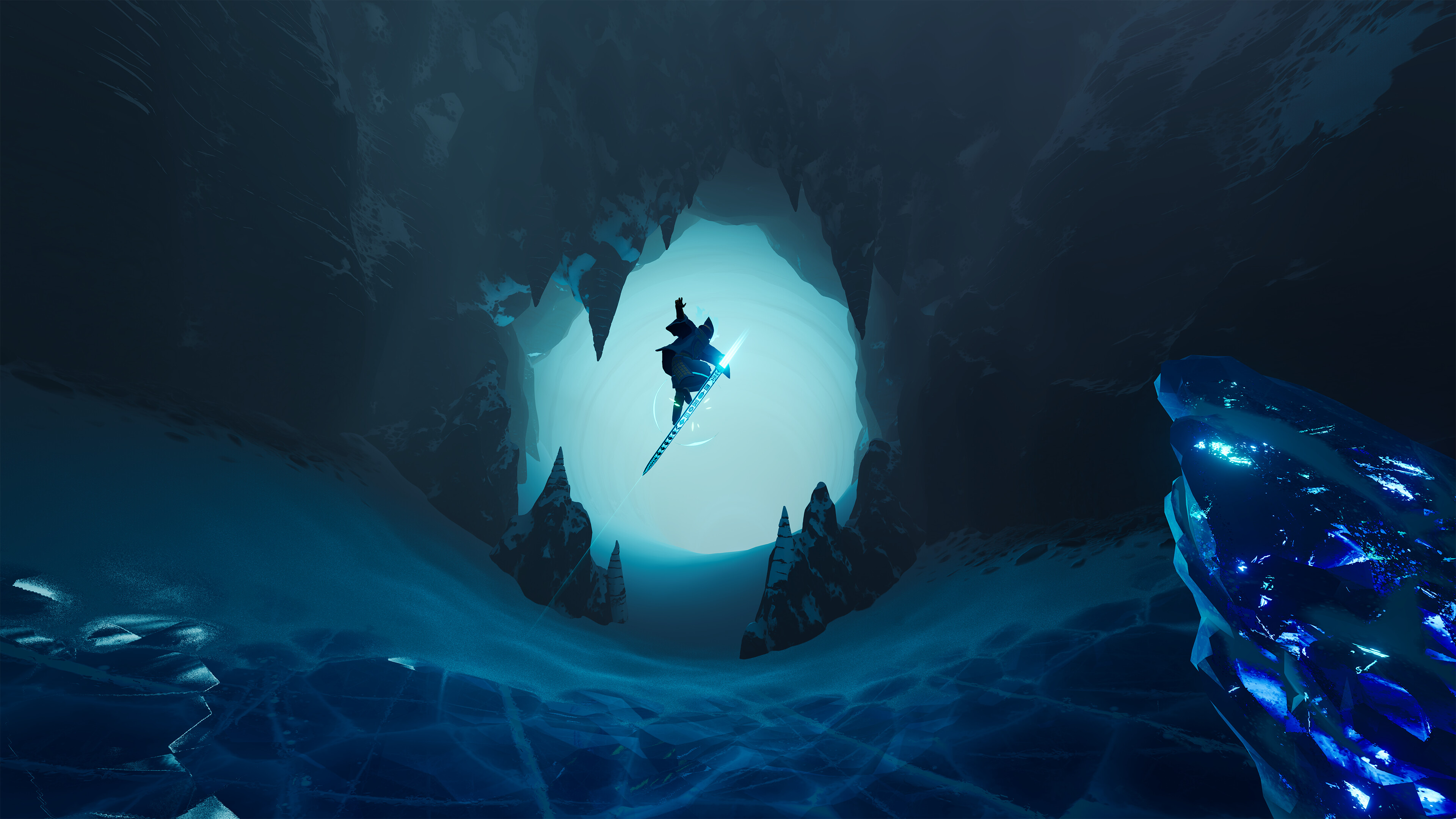 A promotional screenshot from Sword of the Sea.
