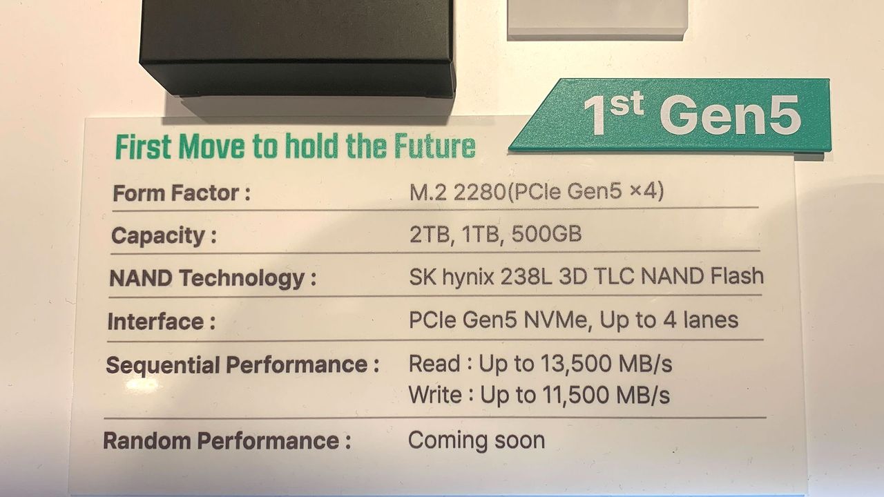SK hynix Platinum P51 shown at GTC 24, along with previous gen SSDs.