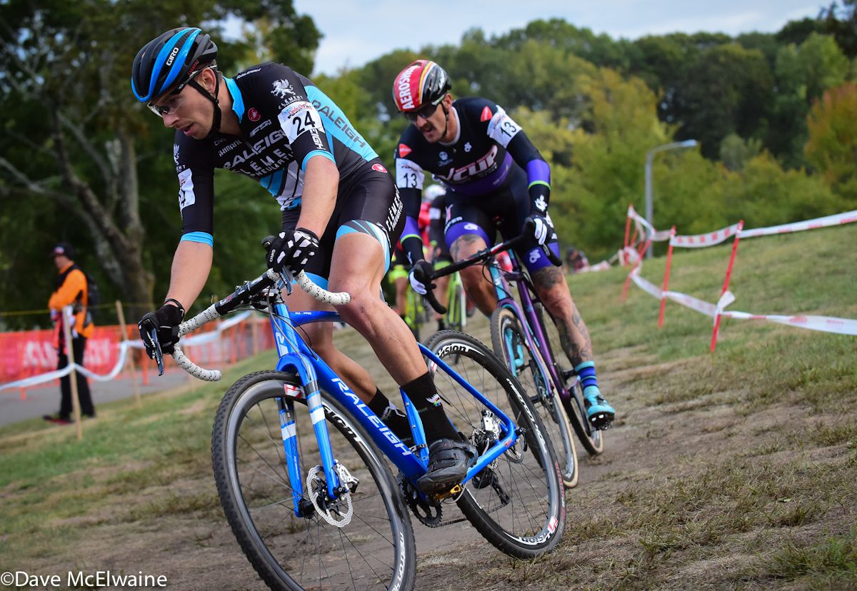 Kerry Werner (Raleigh Clement) riding to an impressive fifth place finish followed by Ben Berden