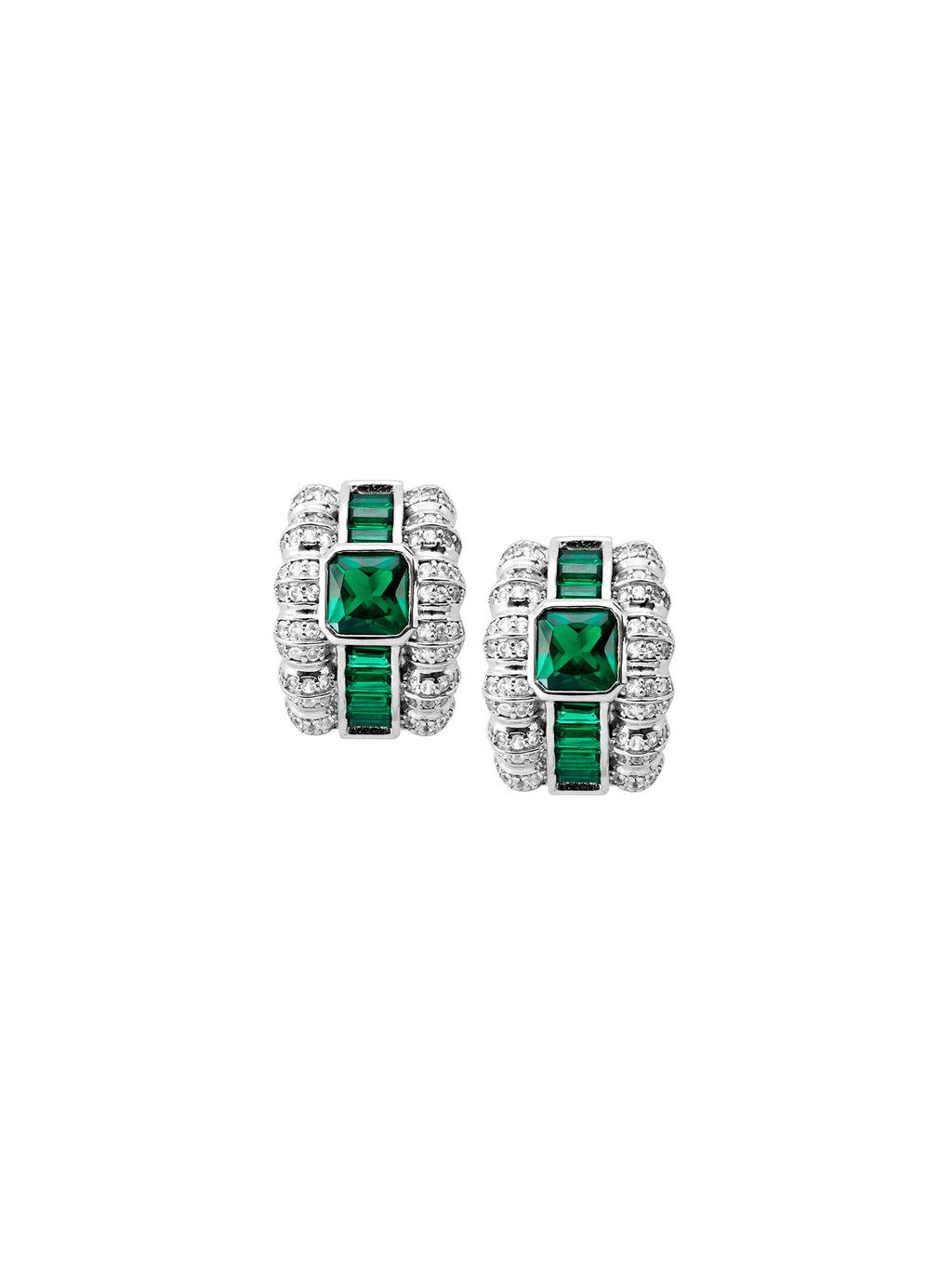 Crawford, Baguette and Asscher Nano Crystal Emerald Earrings