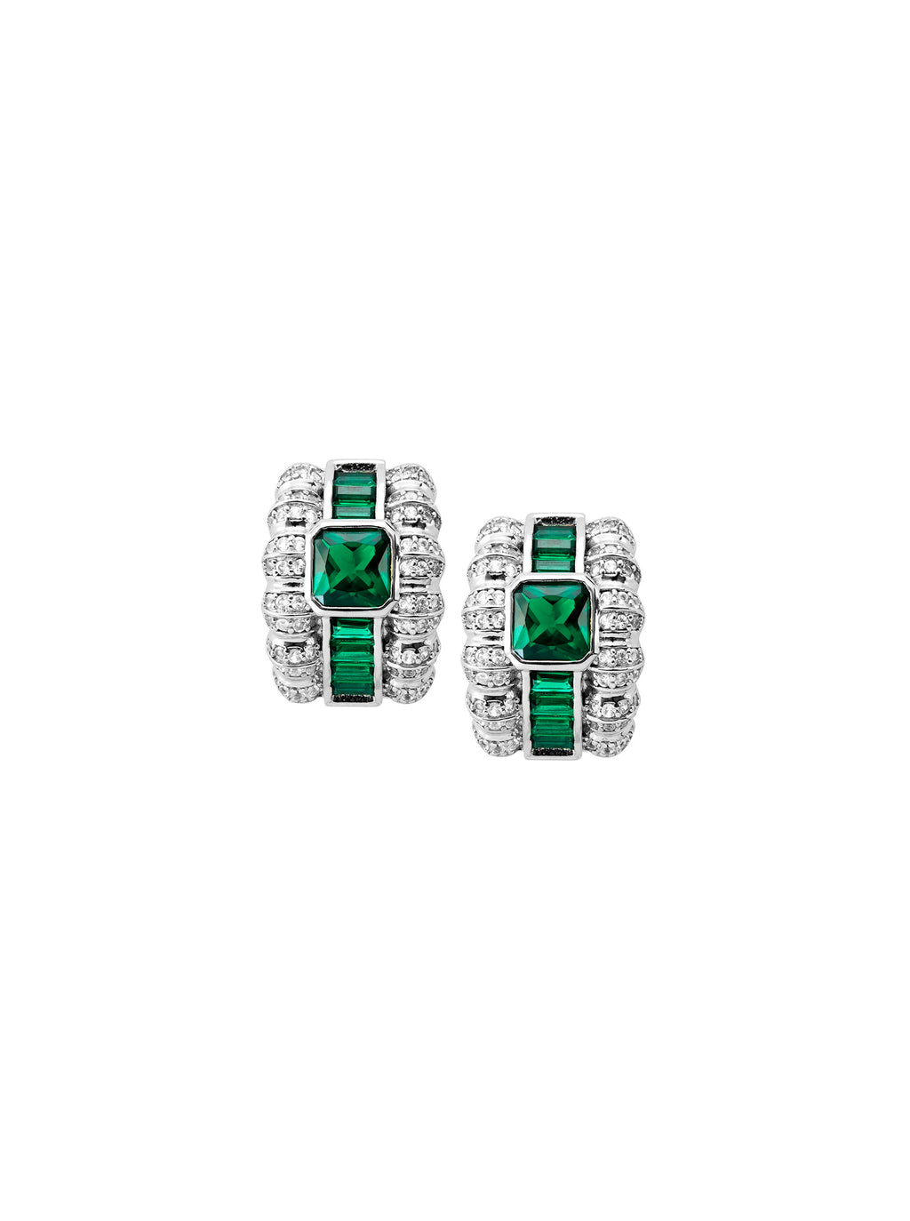 Crawford, Baguette and Asscher Nano Crystal Emerald Earrings