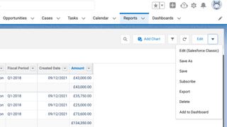 Screenshot of saving a report in Salesforce.