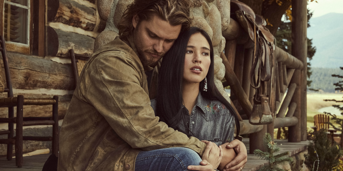 Yellowstone Kayce Dutton Luke Grimes Monica Long Dutton Kelsey Asbille Paramount Network