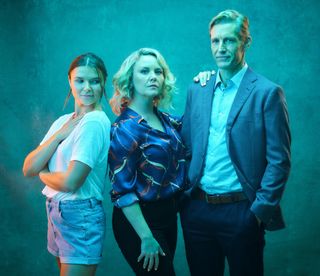 Lie With Me cast: Phoebe Roberts, Charlie Brooks and Brett Tucker.