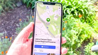 Apple Maps hiking trails - representing how to disable location tracking on iPhone