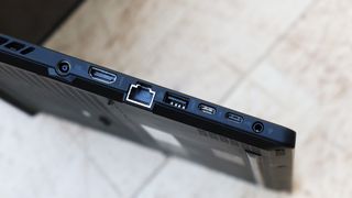 A photograph of the Asus ROG Zephyrus M16's ports