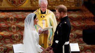Harry and Meghan saying their vows.