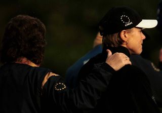 Annika Sorenstam is consoled by her captain at the 2002 Solheim Cup