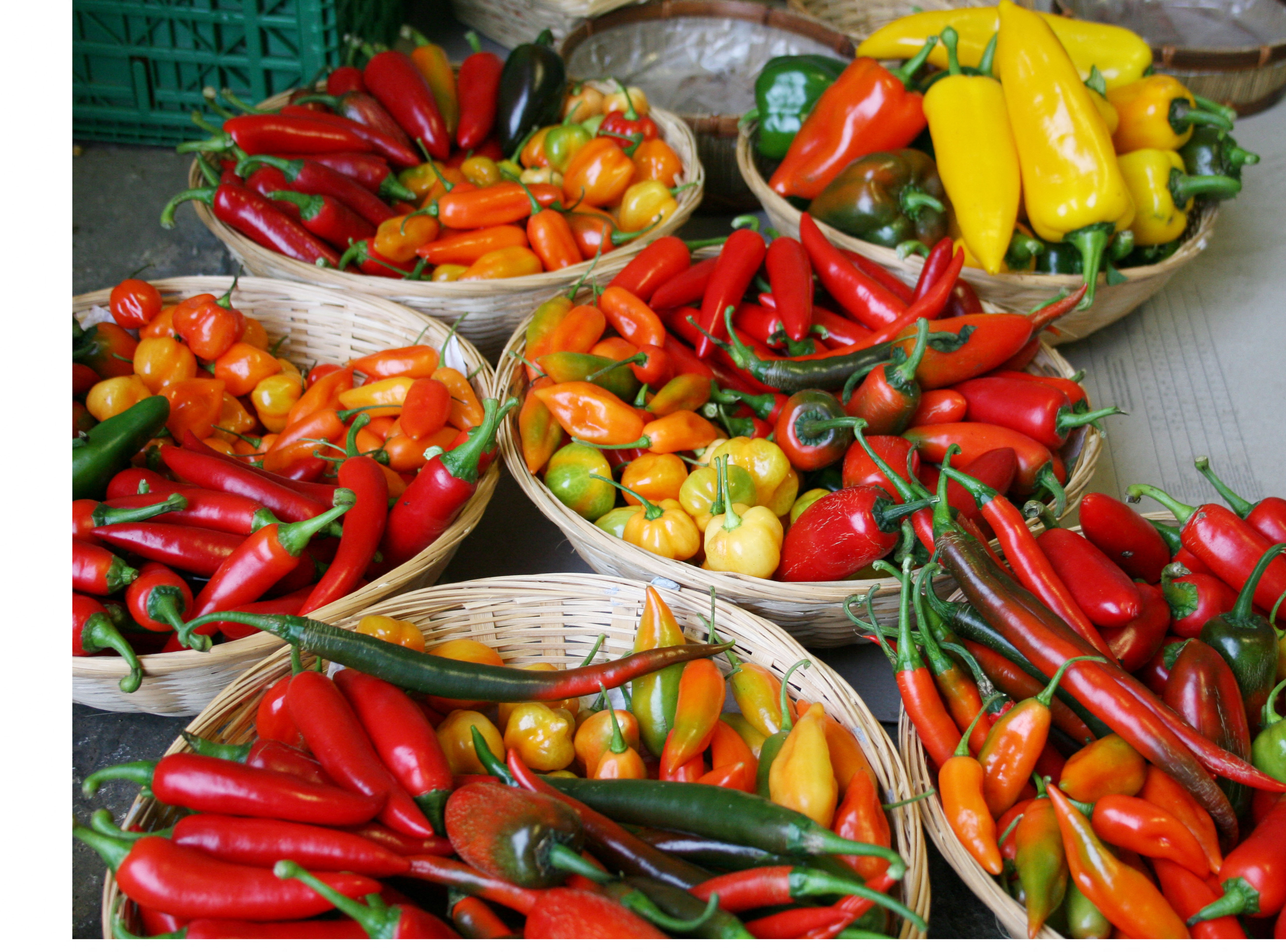 Baskets of chillis 
