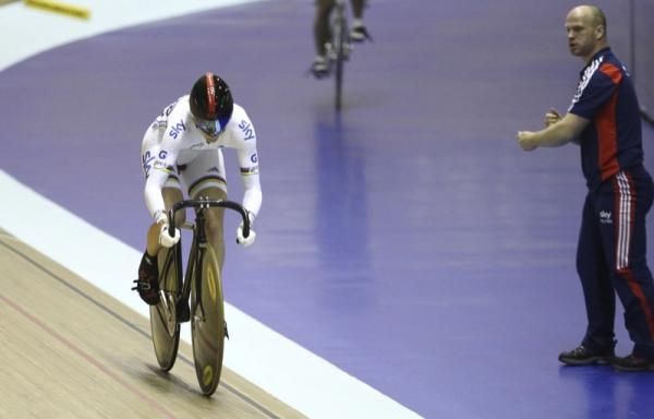 Coach Jan Van Eiden urges on Pendleton