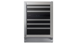 A stainless steel Samsung wine cooler