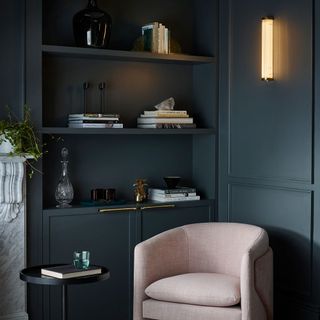 green corner with wall light and armchair