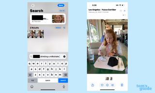 searching for photos of my daughter drinking a milkshate in Photos on iOS 18.1