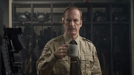 Bob Odenkirk holding a mug in Normal