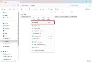 File Explorer context menu mount ISO