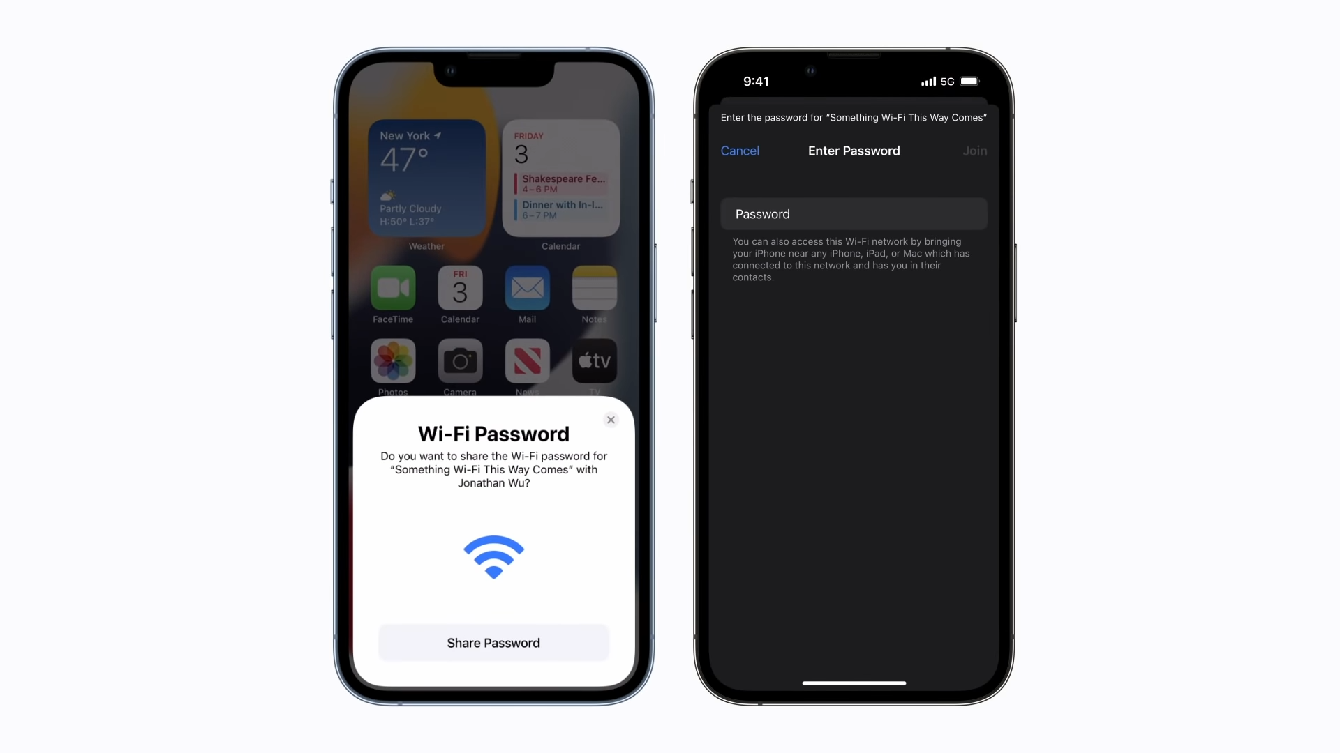 How to share iPhone to iPhone WiFi password