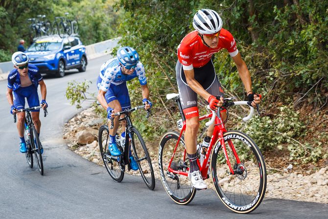 Nicola Conci (Trek-Segafredo) tries to bridge with a group to the leader on stage 6 of the 2018 Tour of Utah