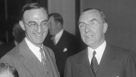 Michael Meehan (right) with his lawyer at an SEC hearing