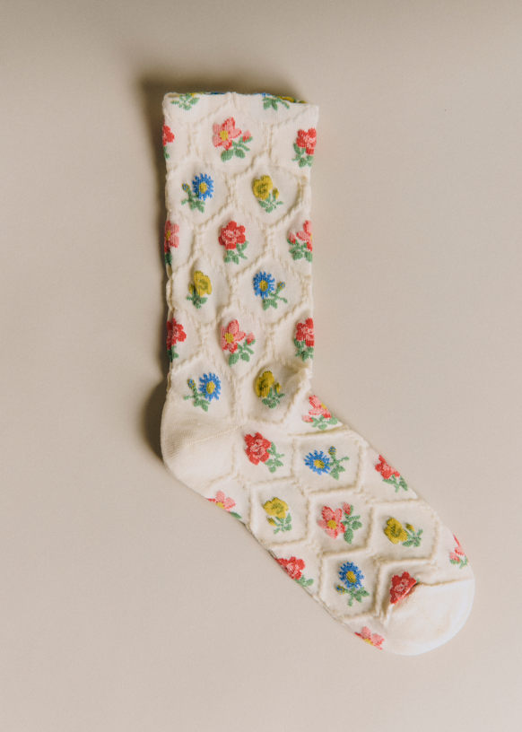 Giulia Socks - Multicoloured Flower Bouquets - Organic Cotton - S&amp;eacute;zane