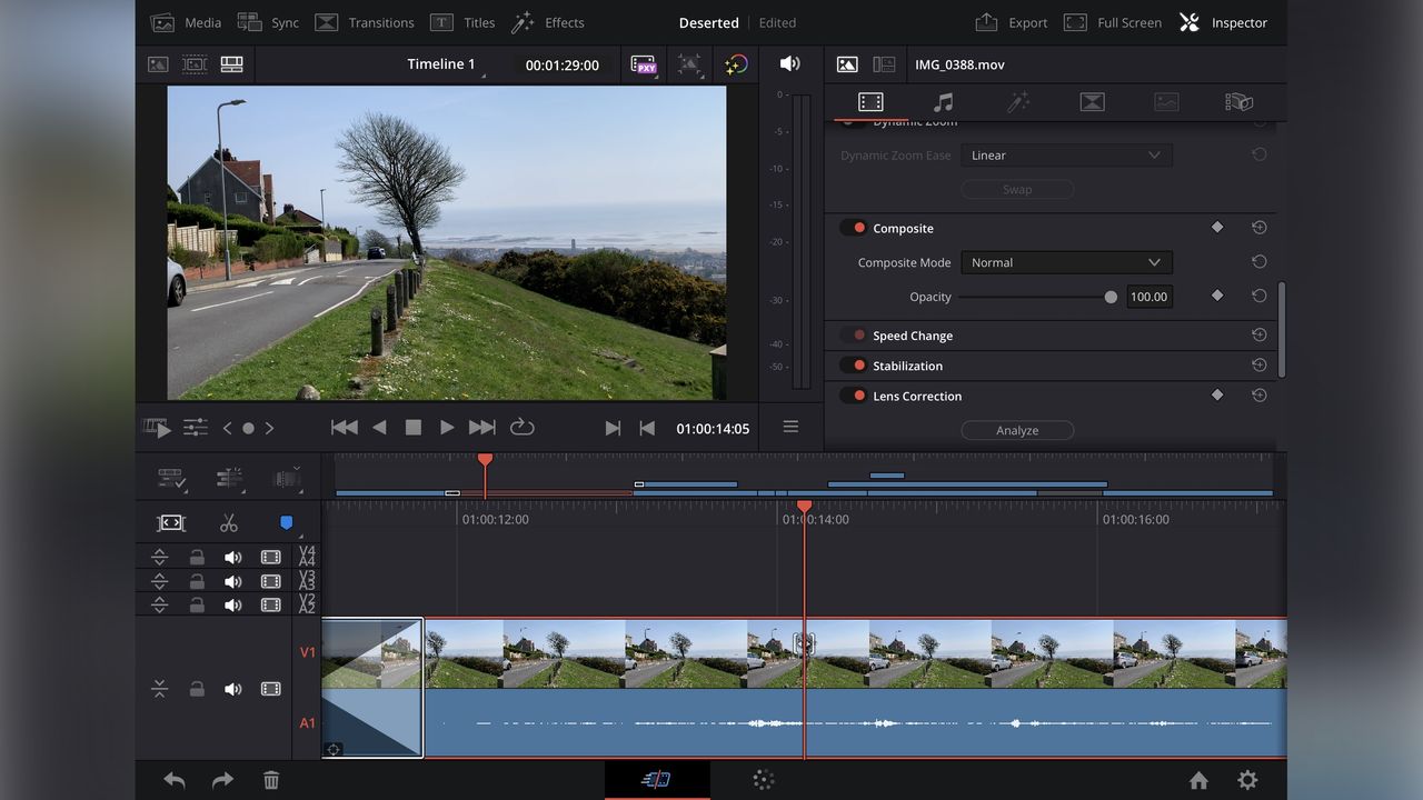 DaVinci Resolve for iPad undergoing tests during our video editing app review process