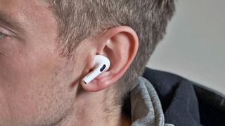 The AirPods Pro being worn.