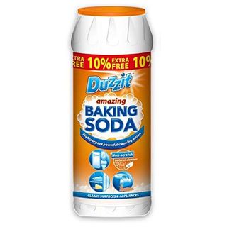 A bottle of Duzzit baking soda