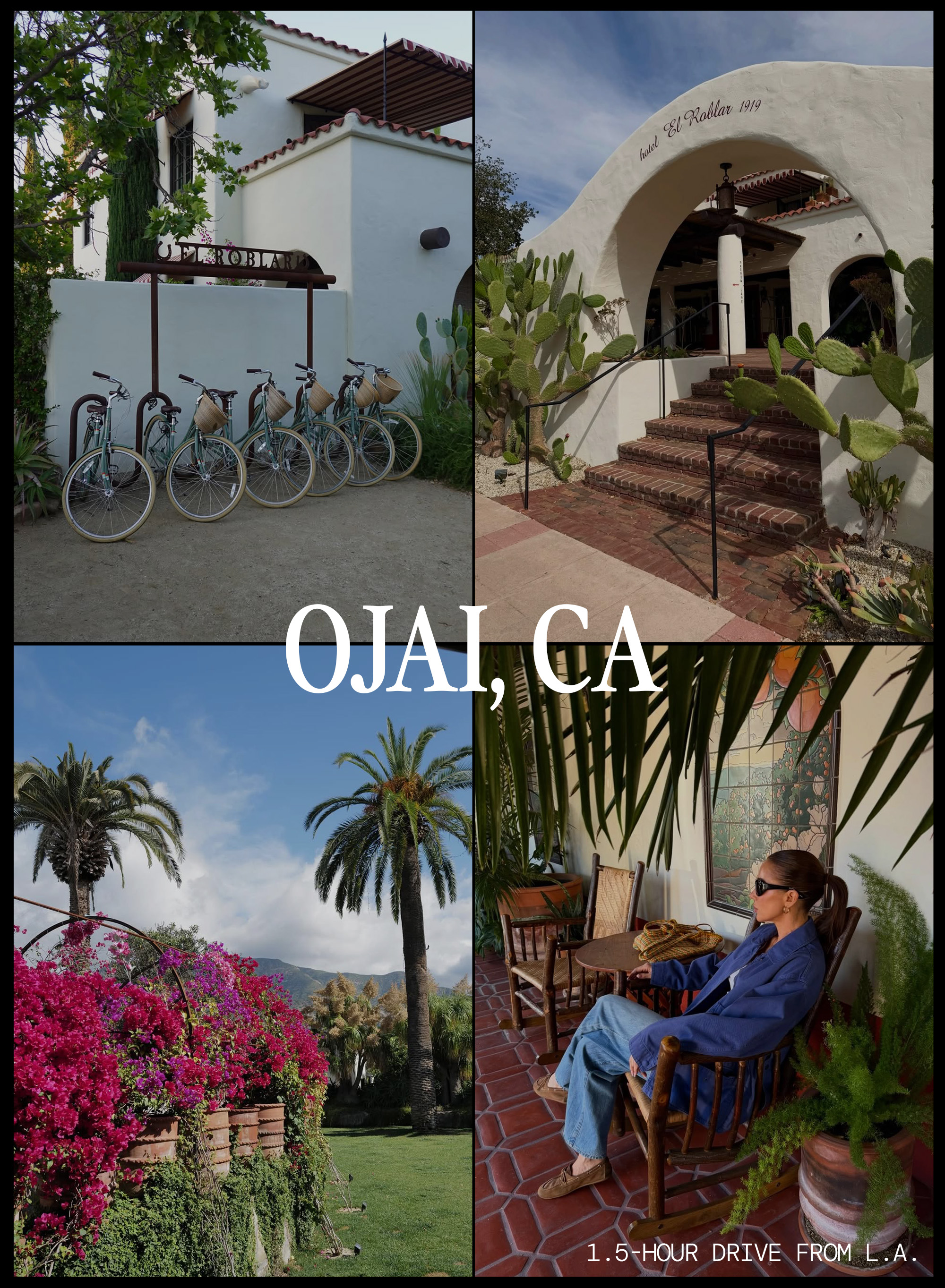 a collage of influencer and hotel imagery featuring the stylish weekend trips from NYC and L.A.