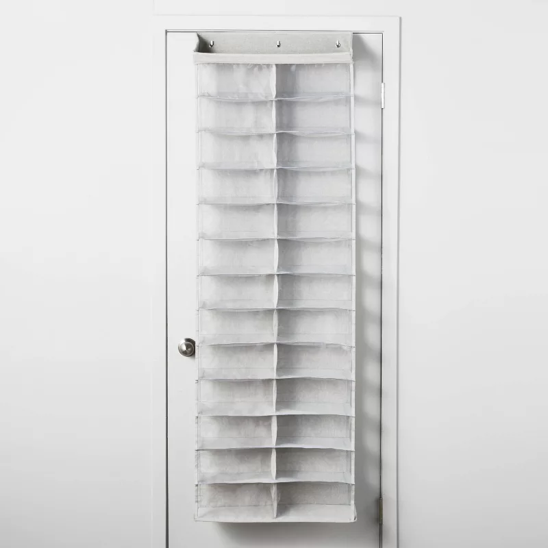 Over the Door 26 Shelf Mesh Shoe Organizer Light Gray - Brightroom™: Hanging Shoe Storage, Closet Organizer, Holds 13 Pairs
