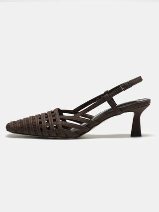 Source Unknown Weave Slingback Heels, Brown