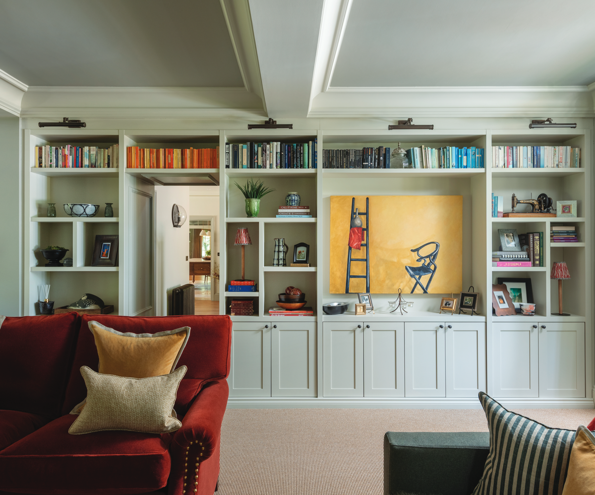 built in storage unit in living room