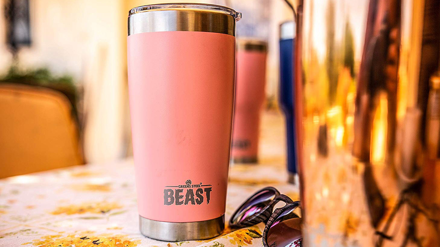 CAFE CONCETTO Stainless Steel Reusable Coffee Cup Rose Gold Premium Insulated Tumbler with Lid Keep On-The-Go Drinks from Water to Wine Hot or Cold 12oz/340ml