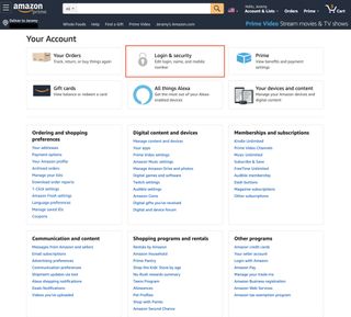 Amazon account settings page