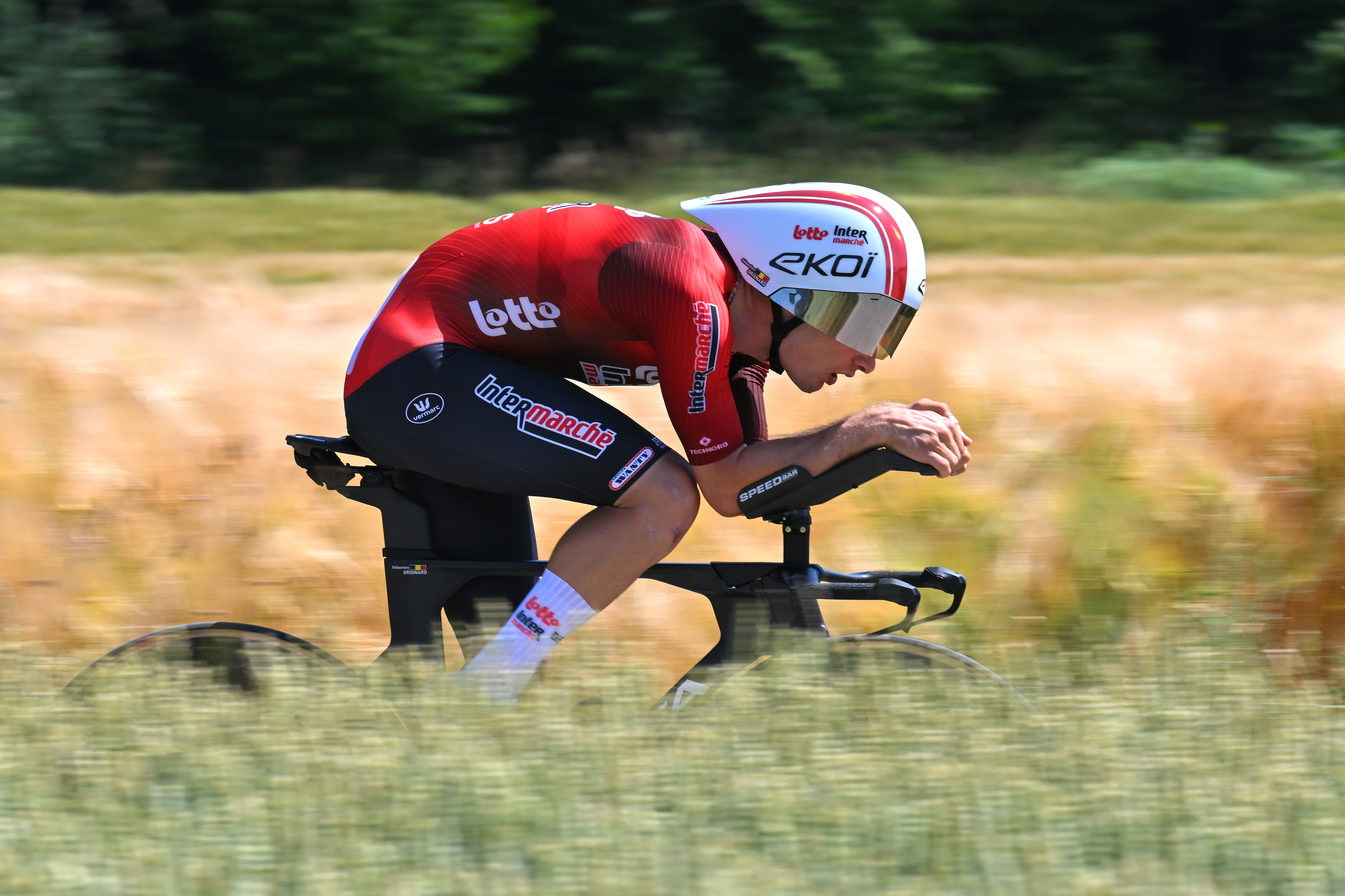 AARBURG, SWITZERLAND - JUNE 20: Sebastien Grignard of Belgium and Team Lotto Intermarche competes during the 89th Tour de Suisse 2026, Stage 4 a 23.7km individual time trial stage from Aarburg to Aarburg / #UCIWT / on June 20, 2026 in Aarburg, Switzerland. (Photo by Tim de Waele/Getty Images)