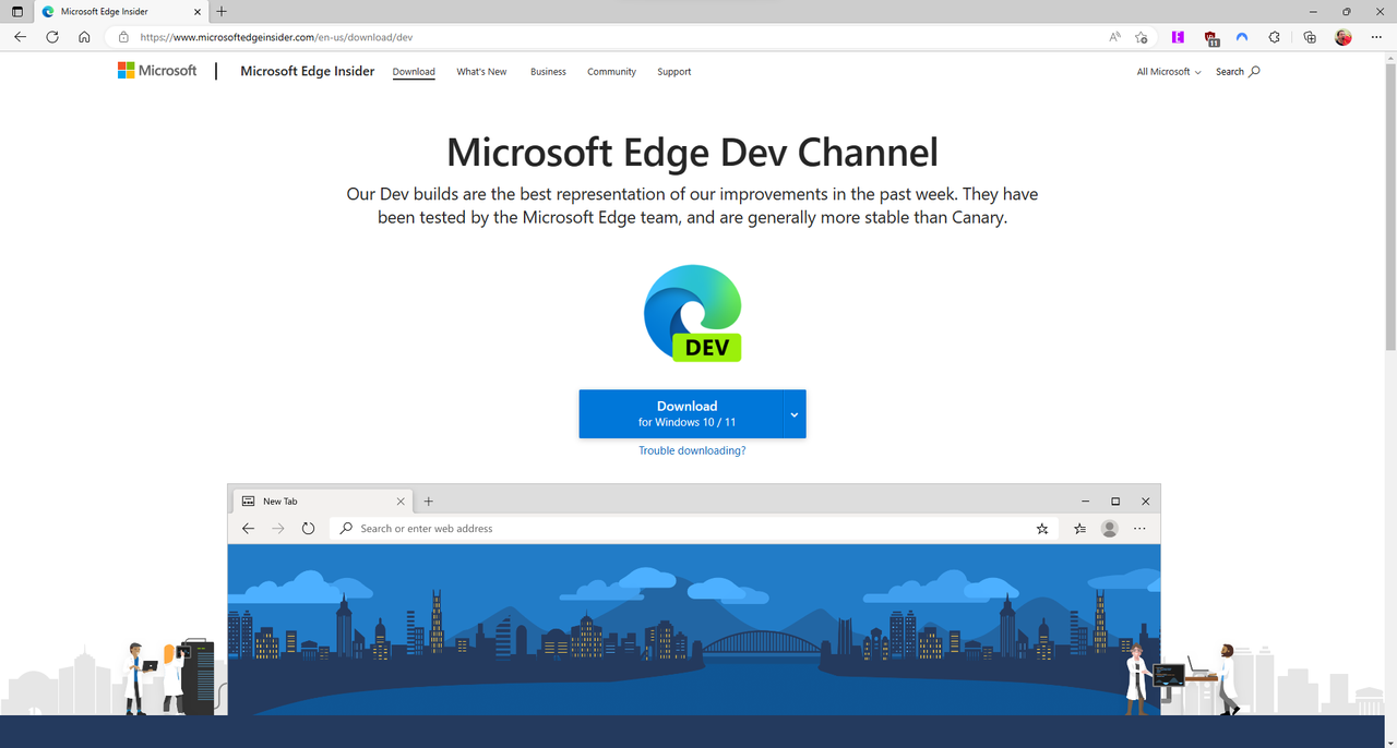 Microsoft Edge Dev installation on Windows 11