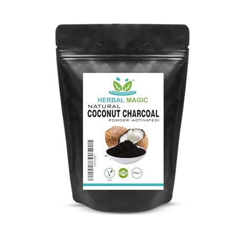 Herbal Magic Activated Coconut Charcoal Powder Food Grade Quality Excellent Detoxifying, Cleansing Properties Naturally Supports Skin, Body Care &amp;amp; Oral Care,ukas Lab Tested in the Uk-100g