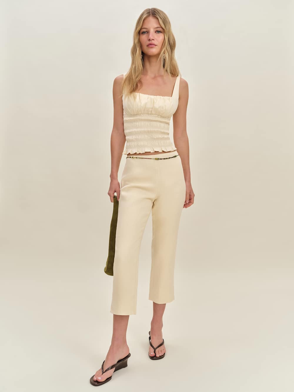 Petites Petra Linen Low Rise Pedal Pusher Pant