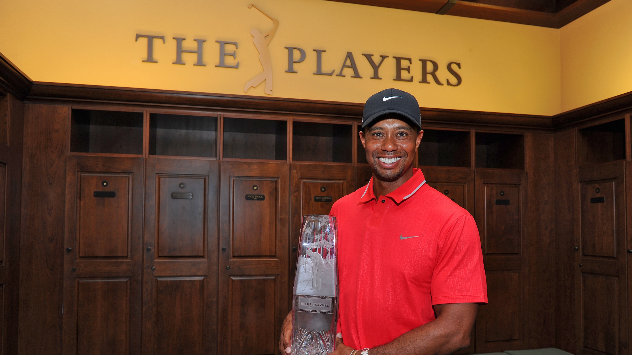 Tiger Woods with the Players Championship trophy at TPC Sawgrass