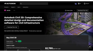 Website screenshot for Autodesk Civil 3D.