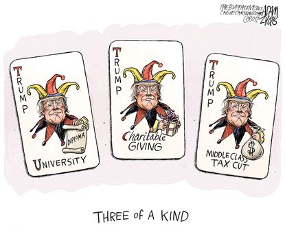 Political cartoon U.S. Trump University tax reform middle class