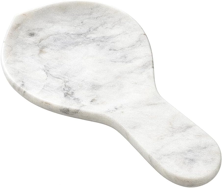 White Marble Spoon Rest &amp;ndash; Xl Utensil Holder for Stove &amp;amp; Countertop &amp;ndash; Handcrafted Stone With Beautiful Packaging &amp;ndash; Perfect Kitchen Gift for Housewarming, Birthday, or Thank You
