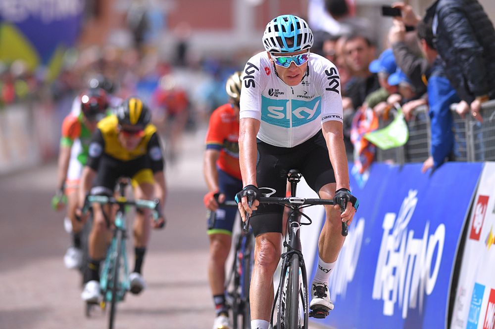 Chris Froome (Team Sky) finishes 5th at stage 1 of the Tour of the Alps