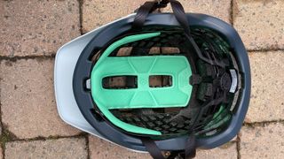 Inside view of Lazer Coyote KinetiCore mountain bike helmet