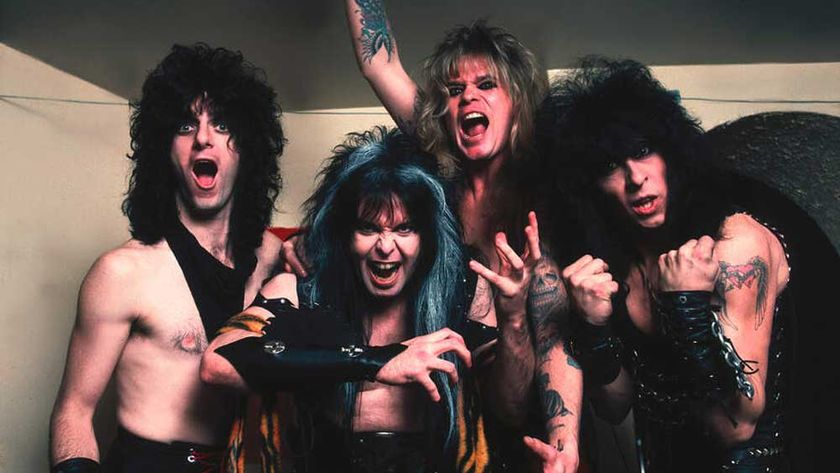 W.A.S.P. posing backstage