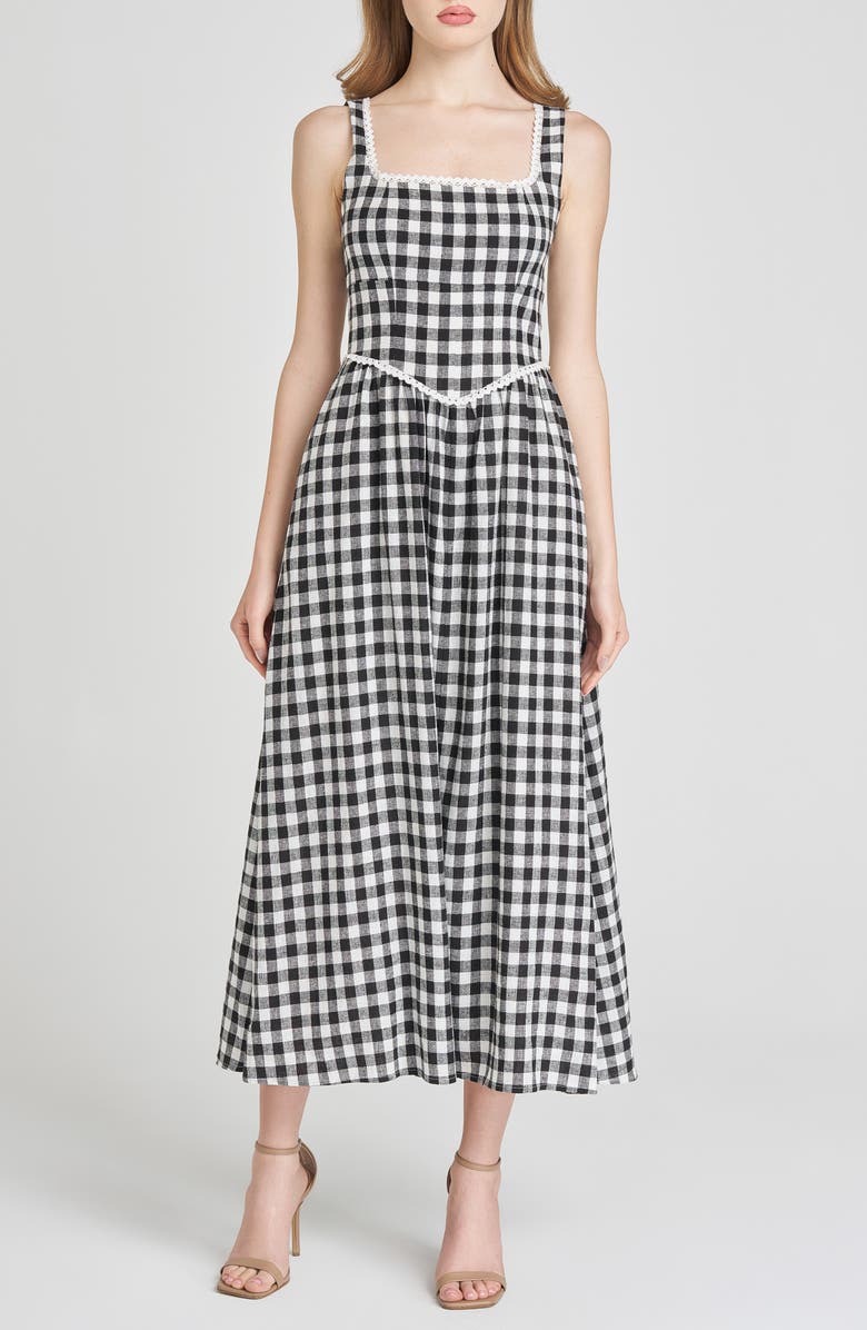 X Styled by Coco! Gracie Gingham Linen Blend Midi Dress