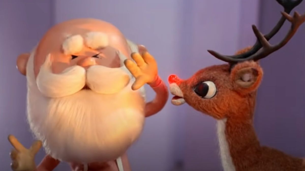 Rudolph blinds santa with how bright his nose is. 