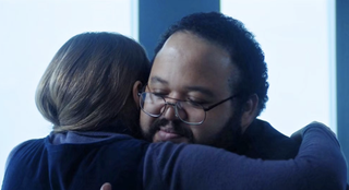 Dylan and Gretchen embrace in Severance