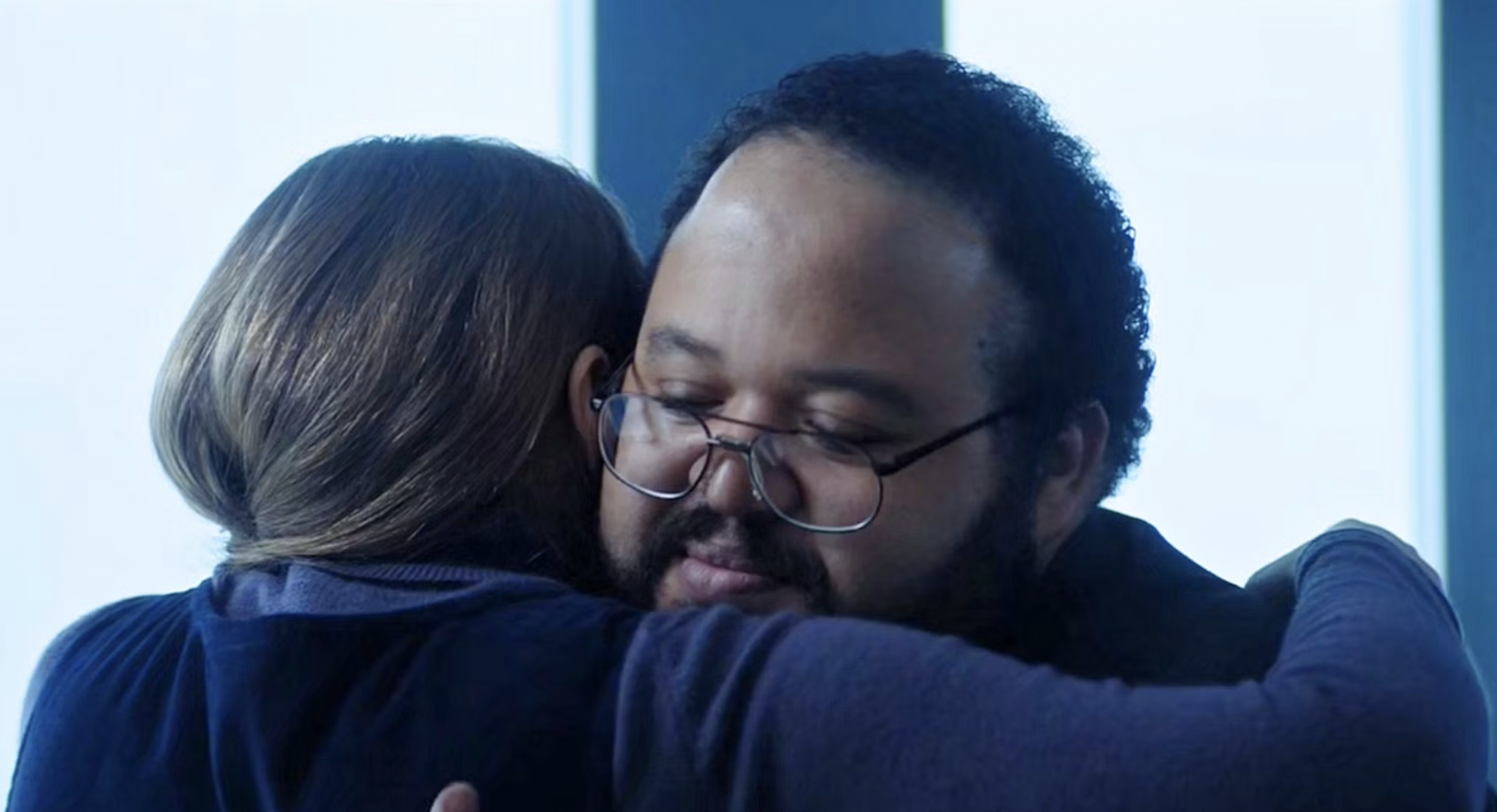 Dylan and Gretchen embrace in Severance