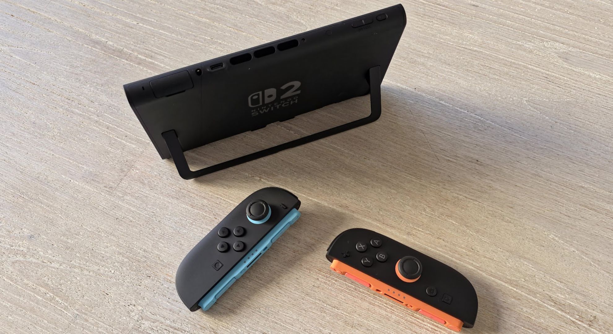 A Nintendo Switch 2 console with the Joy-Cons removed