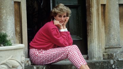 diana, princess of wales 1961 1997 sitting on a step at her home, highgrove house, in doughton, gloucestershire, 18th july 1986 photo by tim graham photo library via getty images